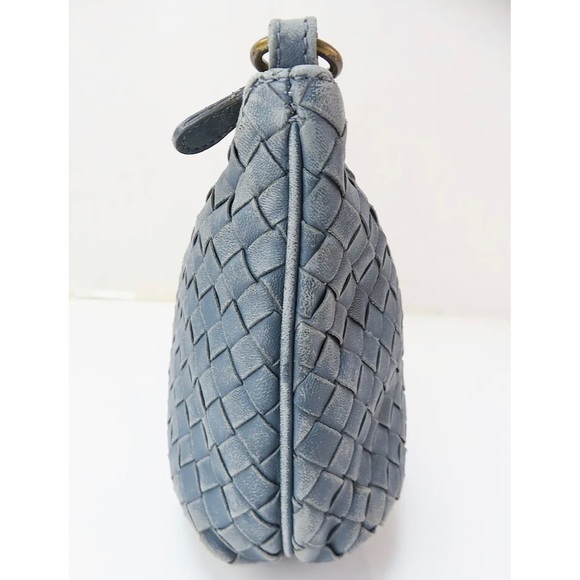 SOLD BOTTEGA VENETA Blue Leather Tote Shoulder Bag Purse - Picture 4 of 13